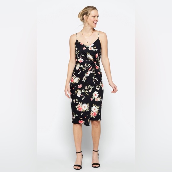 nine britton midi dress Nine Britton Blue Maternity Dress Floral Medium Midi NWT Pregnancy Stretch